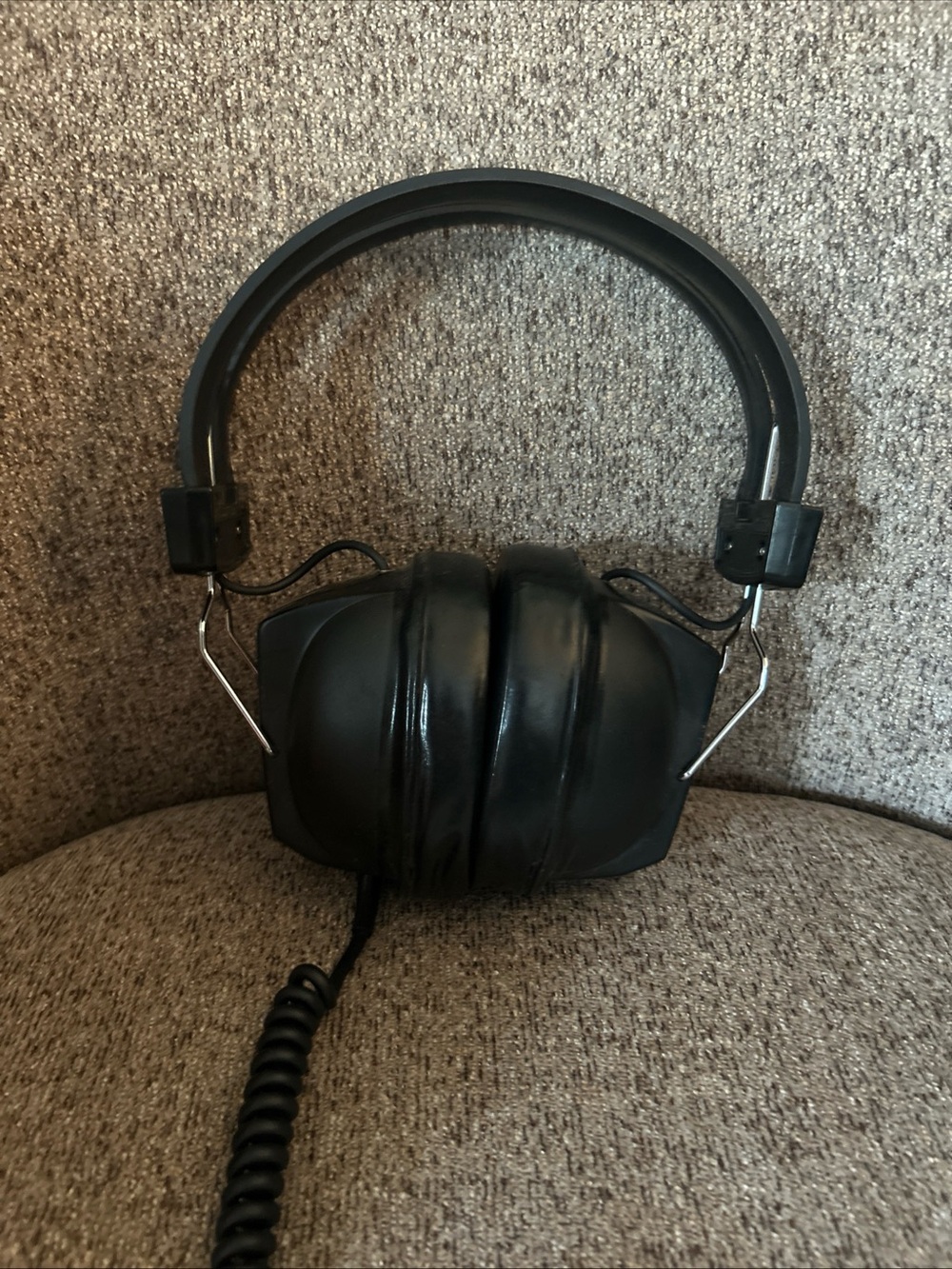 Black Over-Ear Headphones with Coiled Cable